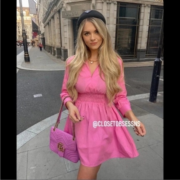 Zara Long Sleeve Mini Dress Poplin Cotton Barbie Resortwear Transition Europe - Picture 9 of 17